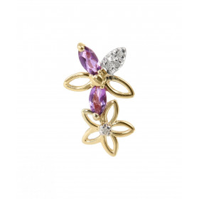 Pendentif Motif Fleurs Or Jaune 375 Améthyste Diamant Motif forme fleurs serti 2 Améthystes Navette 4x2mm 5 Diamants Poids...