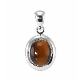 Pendentif Argent 925 Oeil Tigre serti d une pierre 12x10mm, hauteur totale : 27mm