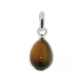 Pendentif Argent 925 Oeil Tigre , pierre forme poire 14x10mm, hauteur : 2.5cm 