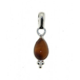 Pendentif Oeil de Tigre Poire 7x5mm Argent 925