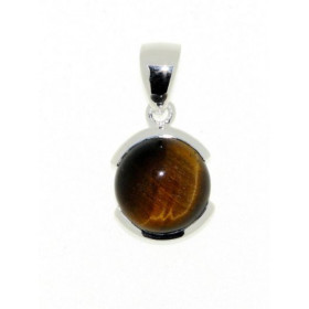 Pendentif Argent 925 Oeil Tigre serti d une pierre 12mm Hauteur bélière : 2,5cm