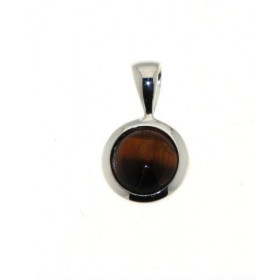Pendentif Argent 925 Oeil Tigre Pierre ronde 7mm diamètre Dimensions du pendentif (bélière incluse) : 16 x 9 mm 