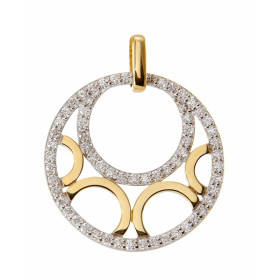 Pendentif Or 750 2 tons Diamant Pendentif serti 60 diamants 0.005 carat Poids total diamant : 0,30 carat Qualité Diamant :...