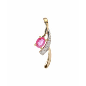  Pendentif Or 750/1000 2 tons serti d un Rubis ovale 4,2 x 3,2 mm (0,25 carats) d un diamant 0,0056 carat Dimensions du pe...