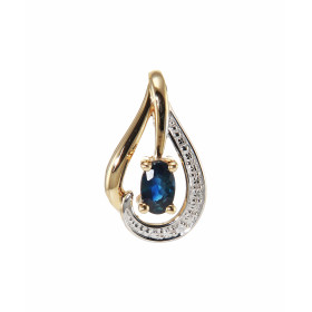 Pendentif Or 750/1000 2 tons serti d un Saphir ovale 4 x 3 mm d un diamant Dimensions du pendentif : 16x9mm 