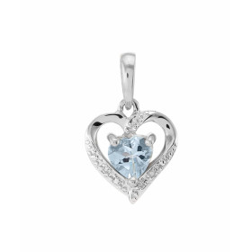 Pendentif Or blanc 375 Aigue Marine coeur 5x5mm Diamant Pendentif or blanc 375 (9 carats) Aigue Marine coeur 5x5mm (0,40 c...