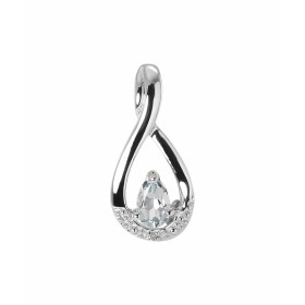 Pendentif Or blanc 375 Aigue Marine Poire 5x3mm et Diamant. Monture en Or blanc 375 (9 carats) sertie d'une pierre taille ...