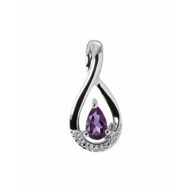 Pendentif Or blanc 375 Améthyste Poire 5x3mm Diamant Monture Or blanc 375 (9 carats) sertie d une pierre taille poire 5x3m...