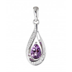 Pendentif Or Blanc 375 Améthyste poire 6x4mm Diamants Améthyste taille poire mesurant 6x4mm pesant 0.4 carat Cette pierre ...