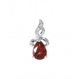 Pendentif Or Blanc 375 Grenat Poire 7x5mm Diamant Motif serti d un Grenat Poire 7x5mm (0.7 carat) 2 diamants pour un poids...