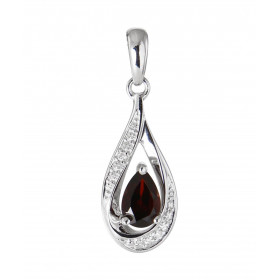 Pendentif Or Blanc 375 Grenat poire 6x4mm Diamants Grenat taille poire mesurant 6x4mm pesant 0.4 carat Cette pierre est se...