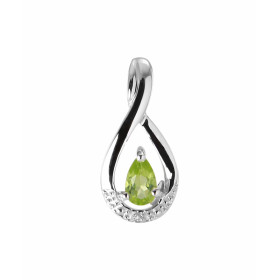 Pendentif Or blanc 375 Péridot Poire 5x3mm Diamant Monture Or blanc 375 (9 carats) sertie d une pierre taille poire 5x3mm ...