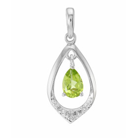 Pendentif or blanc 375 Péridot poire 6x4 diamant Pendentif or blanc 375 (9 carats Péridot poire 6x4mm (0,40 carat) montée ...