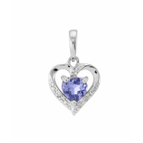 Pendentif Or blanc 375 Tanzanite coeur 5x5mm et Diamant. Pendentif en or blanc 375 (9 carats). Tanzanite coeur de 5x5mm (0...