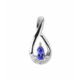 Pendentif Or blanc 375 Tanzanite Poire 5x3mm Diamant Monture Or blanc 375 (9 carats) sertie d une pierre taille poire 5x3m...