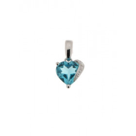 Pendentif Or Blanc 375 serti d une topaze bleue traitée coeur 6x6mm Dimensions du pendentif (bélière incluse) : 13 x 6,5mm 