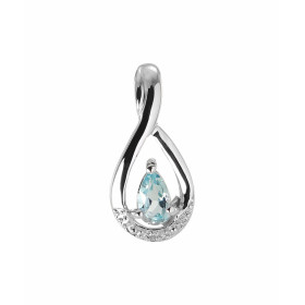 Pendentif Or blanc 375 Topaze Poire 5x3mm et Diamant