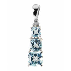 Pendentif Or blanc 375 Topazes Coussin Diamants Monture articulée Or blanc 375 (9 carats) sertie pierres taille coussin 6,...