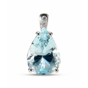  Pendentif Or Blanc 750 serti d une Aigue Marine qualité AAA Pierre forme poire 14x10mm Poids Aigue marine : 3.7 carats 3 ...