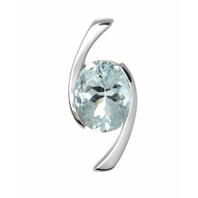  Pendentif Or Blanc 750 serti d une Aigue Marine ovale 10x8mm (2.5 carats) Serti demi clos Dimensions du pendentif (bélièr...