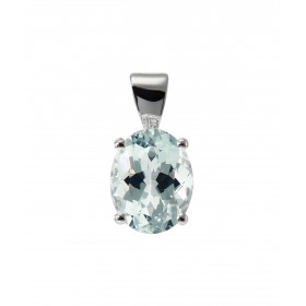 Pendentif Or Blanc 750 serti d une aigue marine ovale 10x8mm (2,3 carats) Serti à griffes Dimensions du pendentif (bélièr...