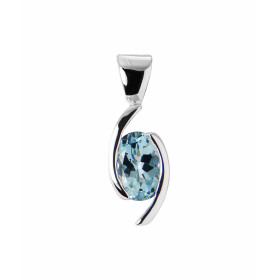  Pendentif Or blanc 750 serti d une Aigue Marine Ovale 7x5mm (0.65 carat) Dimensions du pendentif (bélière incluse) : 18x6...