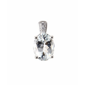  Pendentif Or Blanc 750 serti d une Aigue Marine Ovale 9x7mm (1,3 carat) 3 diamants pour un poids total 0,035 carat Dimens...