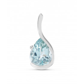 Pendentif Or Blanc 750 Aigue Marine Poire 10x8mm