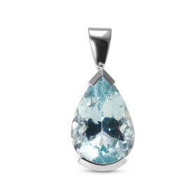 Pendentif Or Blanc 750 serti d une Aigue Marine Poire 13x9mm Poids Aigue Marine : 3.4 carats Serti demi clos Dimensions d...