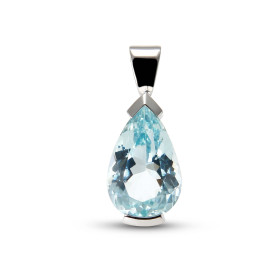  Pendentif Or Blanc 750 serti d une Aigue Marine Poire AAA 12x8mm Poids Aigue Marine : 2.8 carats Serti à demi clos Dimens...