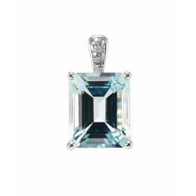  Pendentif Or Blanc 750 Aigue Marine Rectangulaire 12x10mm Diamant Aigue Marine rectangulaire 12x10mm (5.9 carats) Bélière...