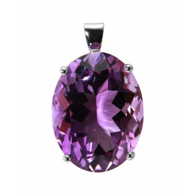  Pendentif Or Blanc 750 serti d une Améthyste ovale 20x15mm (15,7 carats) Serti à 4 griffes Dimensions du pendentif (béliè...