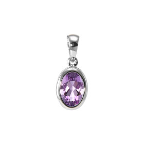 Pendentif Or Blanc 750 Améthyste Ovale 7x5mm Améthyste ovale 7x5mm Dimensions du pendentif : 15 x 7 mm