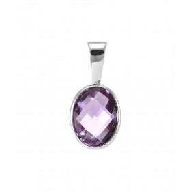 Pendentif Or Blanc 750 Améthyste Ovale 9x7mm Serti Clos Pendentif serti d une Améthyste ovale 9x7mm Serti clos Dimensions ...
