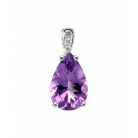  Pendentif Or Blanc 750 Améthyste Poire 12x8mm Diamant Améthyste Poire 12x8mm (2.7 carats) Bélière sertie 3 diamants pour ...