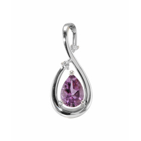  Pendentif Or 750 Am&eacute;thyste serti d une pierre taille poire 7x5mm deux diamants Dimensions du pendentif : 20 x 9 mm...
