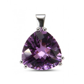  Pendentif Or Blanc 750 serti d une Améthyste taille trillion 14mm coté Dimensions du pendentif : 19x14mm 