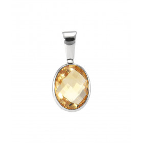 Pendentif Or Blanc 750 Citrine Ovale 9x7mm Serti Clos. Pendentif serti d'une Citrine ovale de 9x7mm. Serti clos. Dimension...