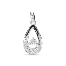 Pendentif en Or Blanc 750 serti de 2 diamants de 0,01 carat et d'un diamant central de 0,08 carat. Dimensions du pendentif...