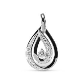 Pendentif en Or Blanc 750 serti d'un diamant central de 0,07 carat. Entourage composé de 12 diamants de 0,006 carat. Dimen...