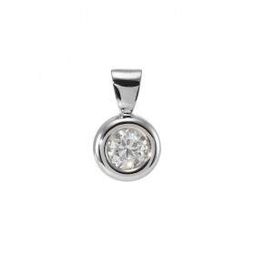 Pendentif en Or Blanc 750 serti d'un Diamant rond de 4,6mm de diamètre. Poids Diamant : 0.41 carat. Couleur Diamant : i. P...