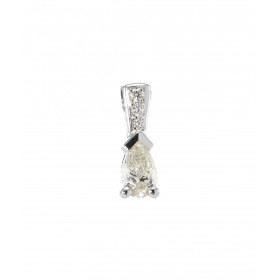 Pendentif en Or Blanc 750 serti d'un Diamant poire de 6x3.6mm et de 3 Diamants ronds. Poids Diamant Poire : 0.30 carat / C...