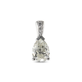 Pendentif Or Blanc 750 Diamant poire 0.9 carat