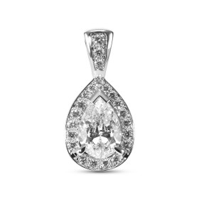  Pendentif Or Blanc 750 Diamant Poire Diamant Poire 8.05x5.5mm (1 carat - Couleur G - Pureté Si2) Entourage composé 22 dia...