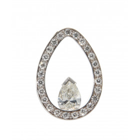  Pendentif Or Blanc 750 Diamant Poire Diamant central taille poire 0.70 carat Couleur I pureté i1 Entourage composé 25 dia...