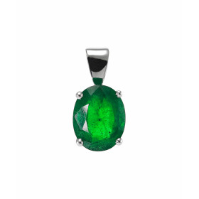  Pendentif Or Blanc 750 serti d une émeraude ovale 10x8mm (2,3 carats) Dimensions du pendentif (bélière incluse) : 15 x 8mm 