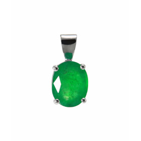  Pendentif Or Blanc 750 serti d une émeraude ovale 10x8mm (1.5 carat5) Serti à griffes .Dimensions du pendentif (bélière i...