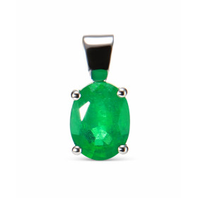  Pendentif Or Blanc 750 Emeraude Ovale 9x7mm Emeraude ovale 9x7mm (1.7 carat) Dimensions du pendentif : 16 x 8 mm 