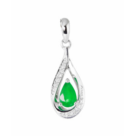 Pendentif Or Blanc 750 Emeraude poire 6x4mm Diamants Emeraude taille poire mesurant 6x4mm pesant 0.45 carat Cette pierre e...