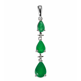 Pendentif Or Blanc 750 Emeraude Poire Diamant Pendentif articulé serti 3 émeraudes forme poires (7x5 , 6x4 5x3mm) 2 petits...